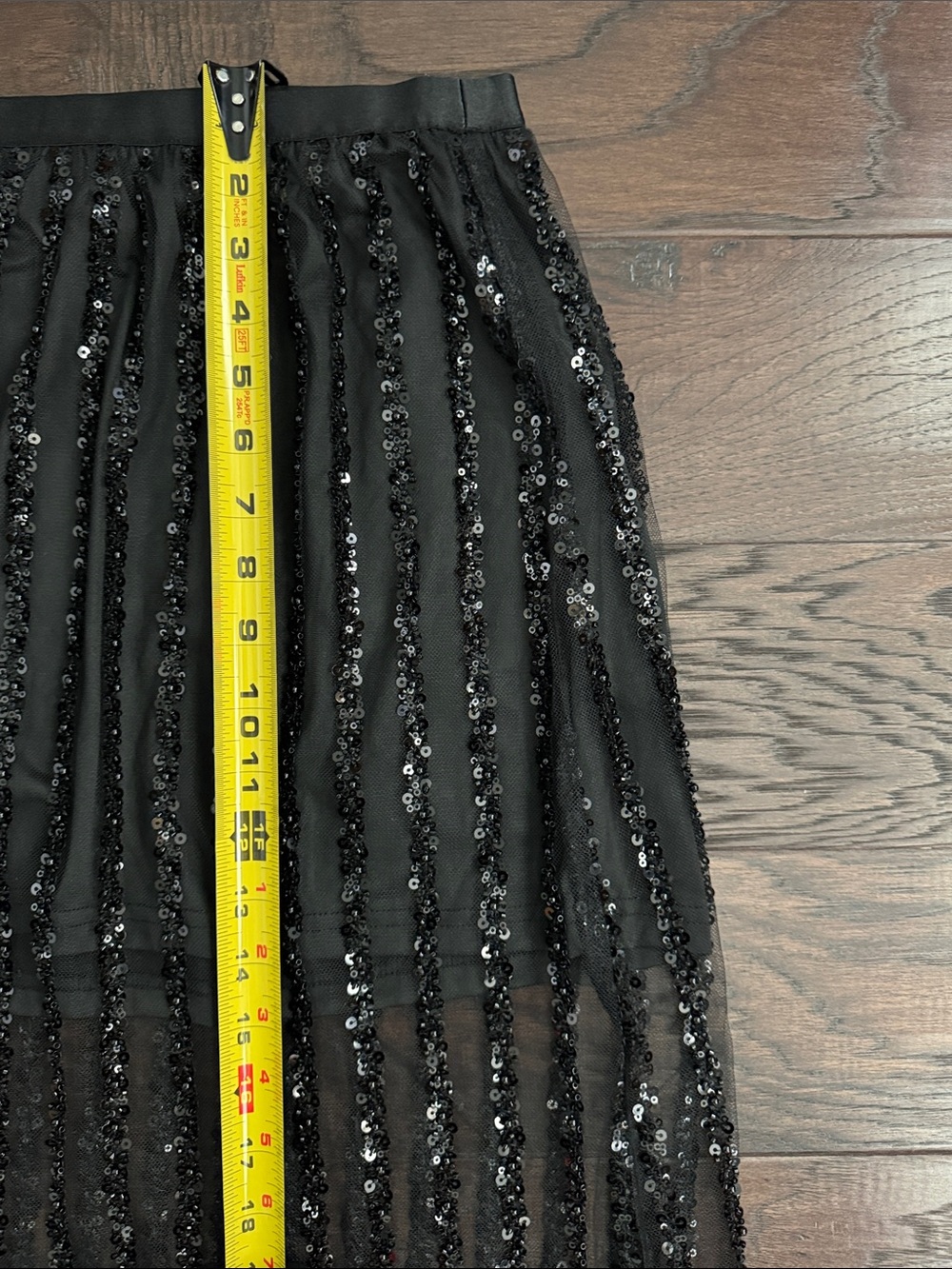 Black Sequin Stripe Mini/Maxi Skirt - Women's XS  Elegant Evening Skirt - Picture 3 of 5